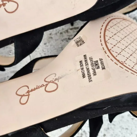 Jessica Simpson Women Heel Pump Sandal Black Suede Upper JS Kaycie Size 8.5M 39 - Picture 12 of 13